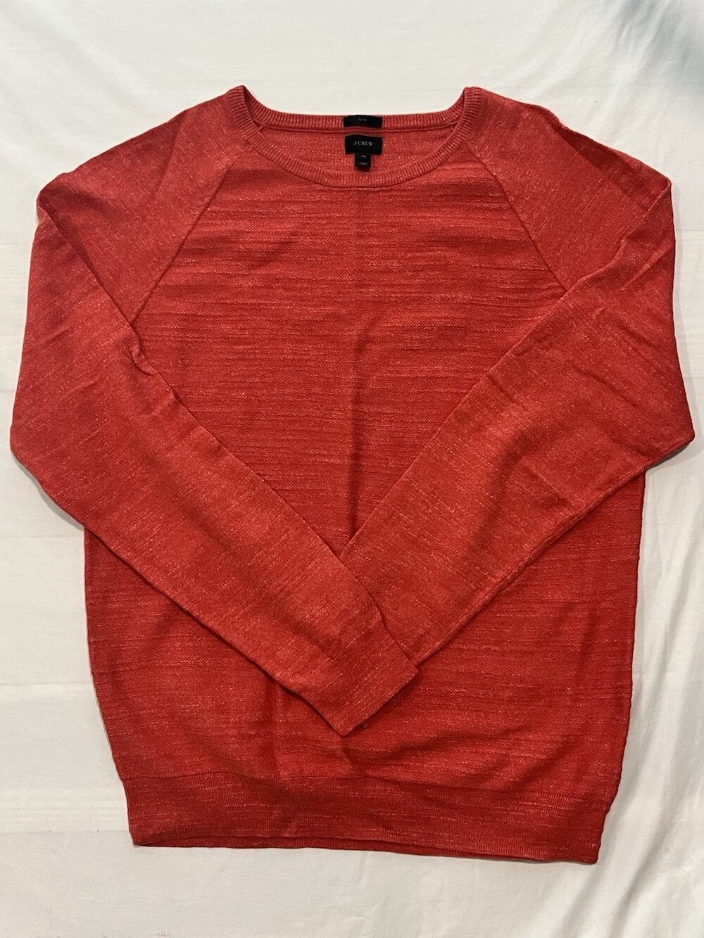 J.Crew Mens XL Slim Fit Red/Orange Crewneck Sweater Lightweight Cotton Knit PO